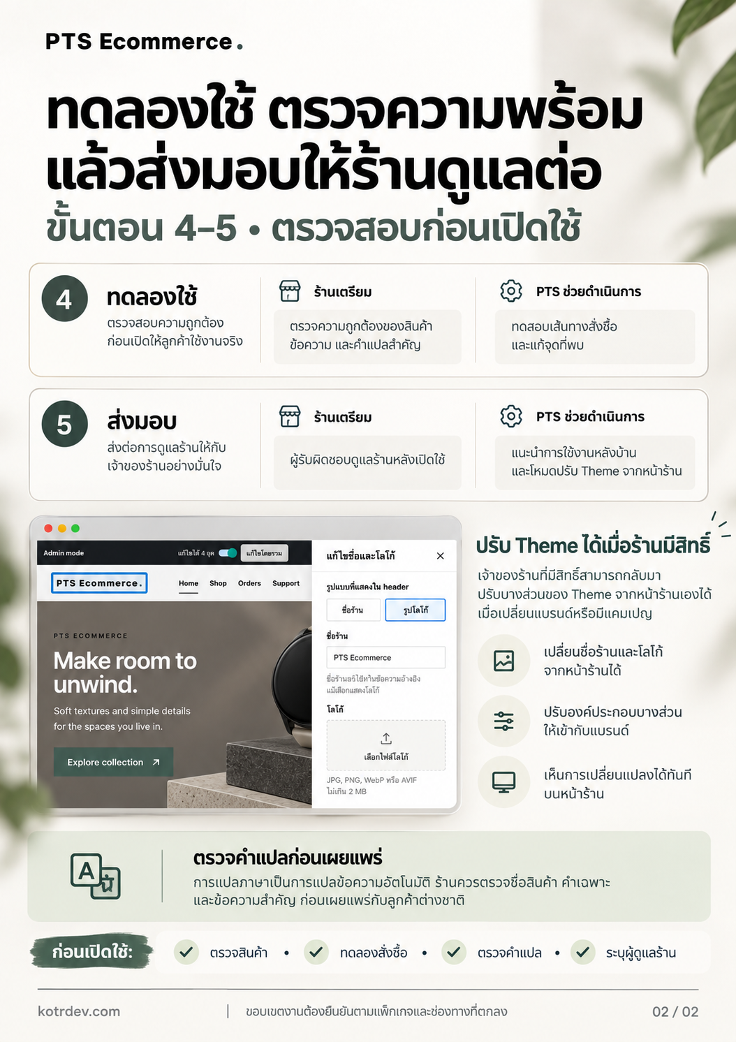 ขั้นตอนทดลองใช้และส่งมอบ