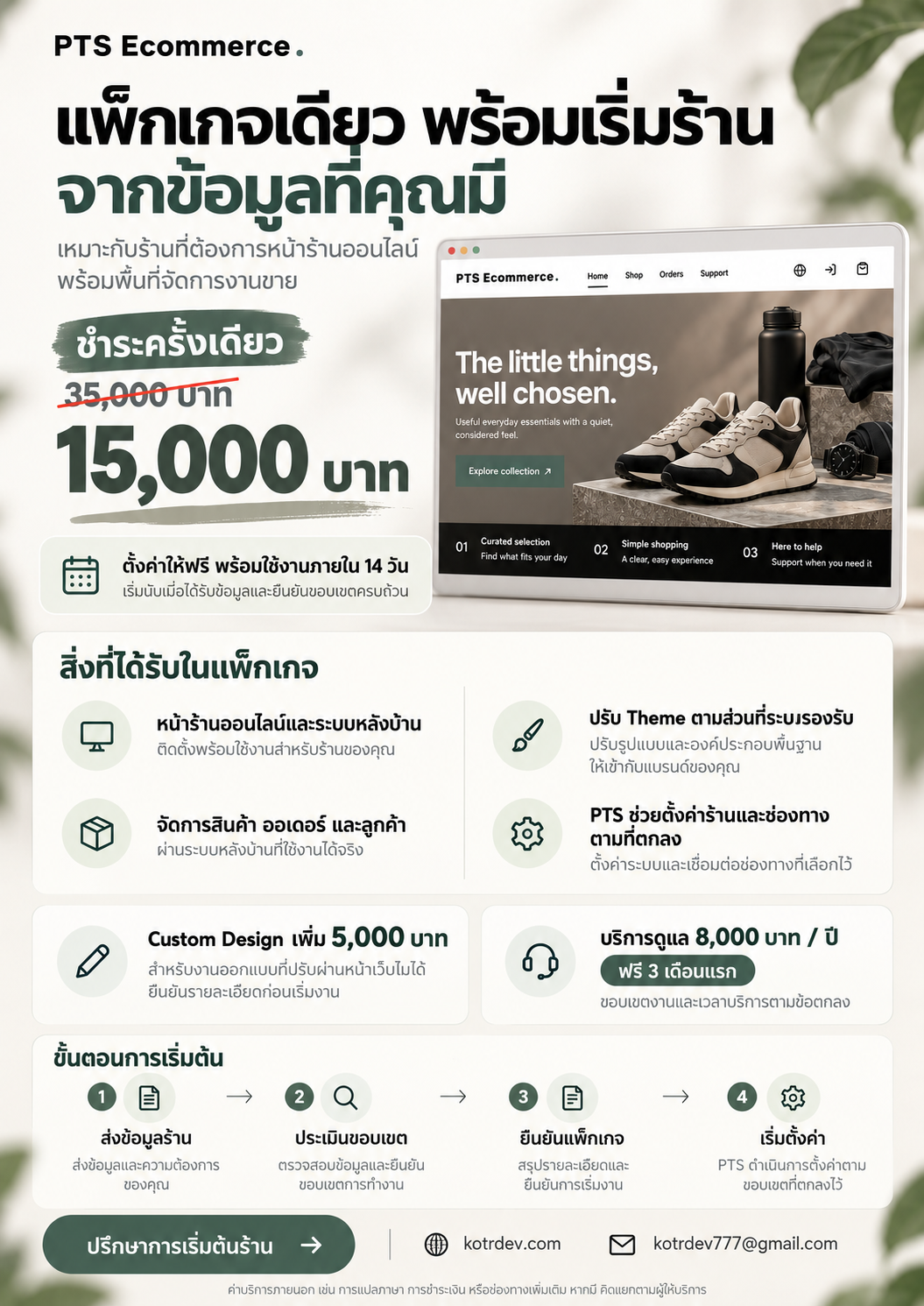 รายละเอียดแพ็กเกจ PTS Ecommerce